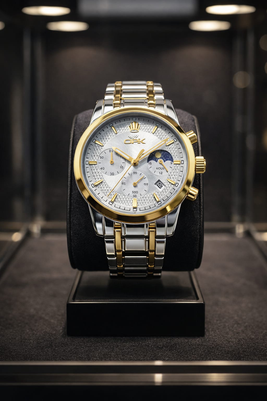 Relógio OPK Masculino Premium Dourado e Prateado – Elegância que Impõe Presença