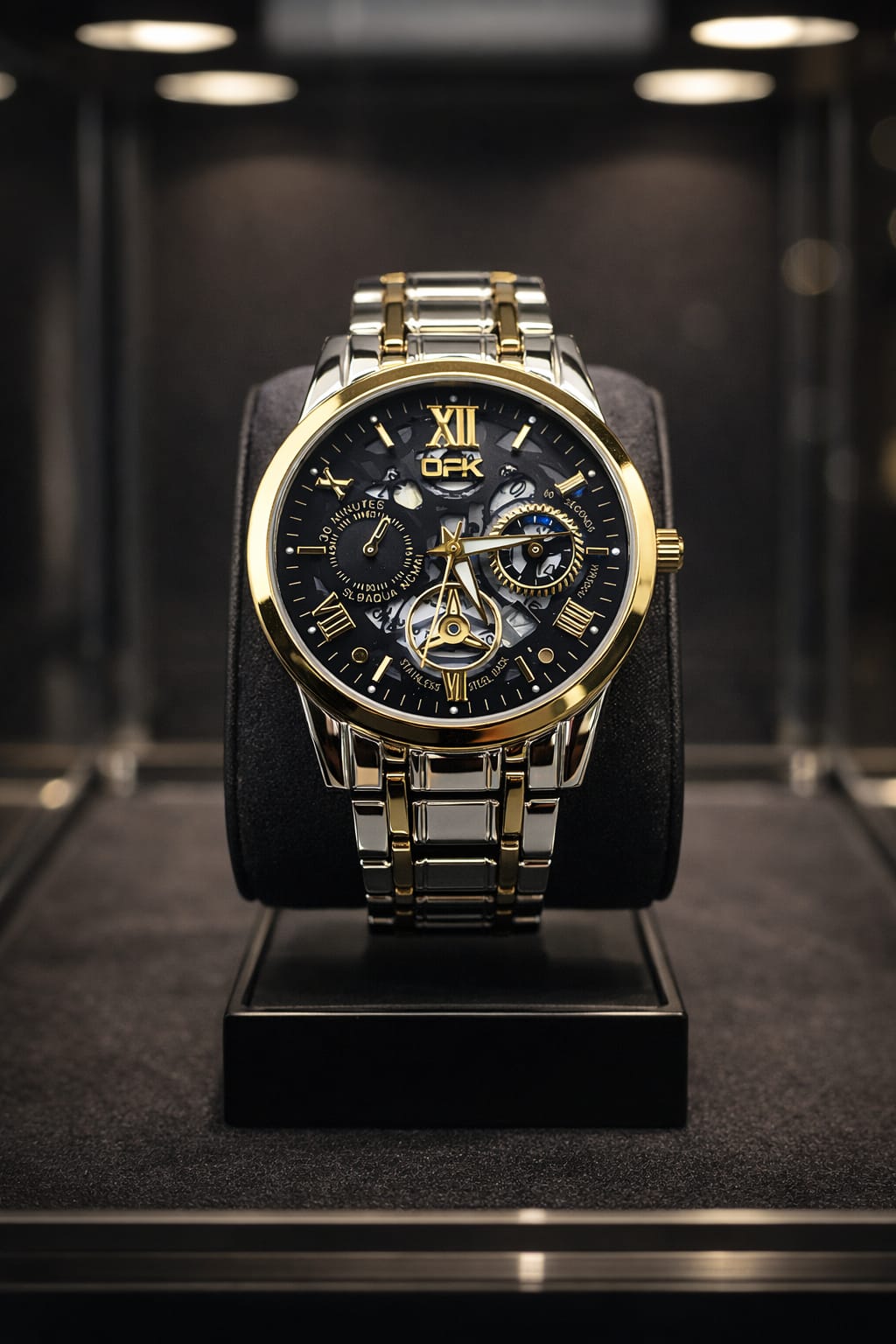 Relógio OPK Masculino Premium Dourado e Prateado – Presença que Fala Antes de Você.