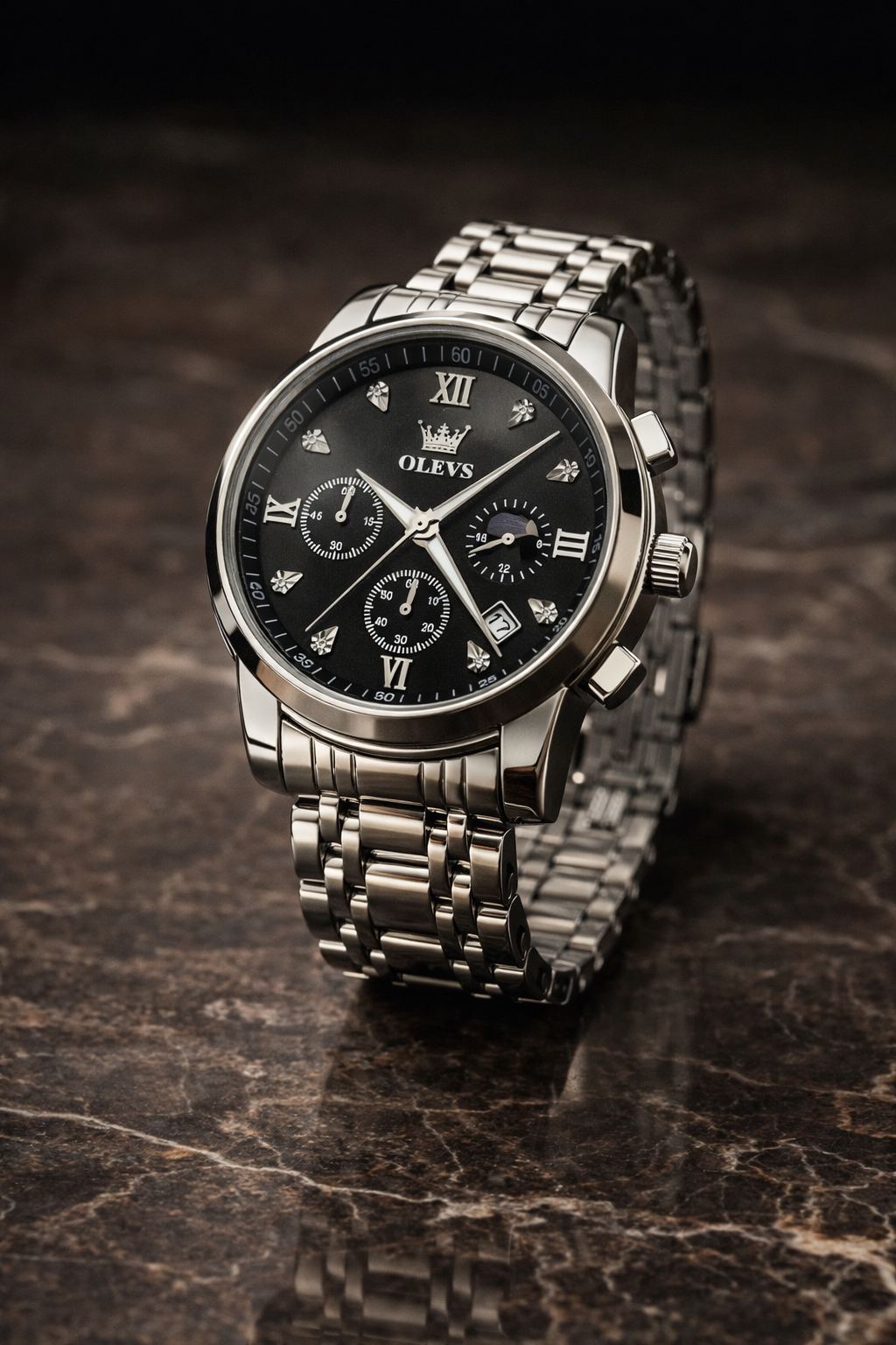 Relógio Olevs masculino prata. Sofisticação moderna, design marcante e executivo