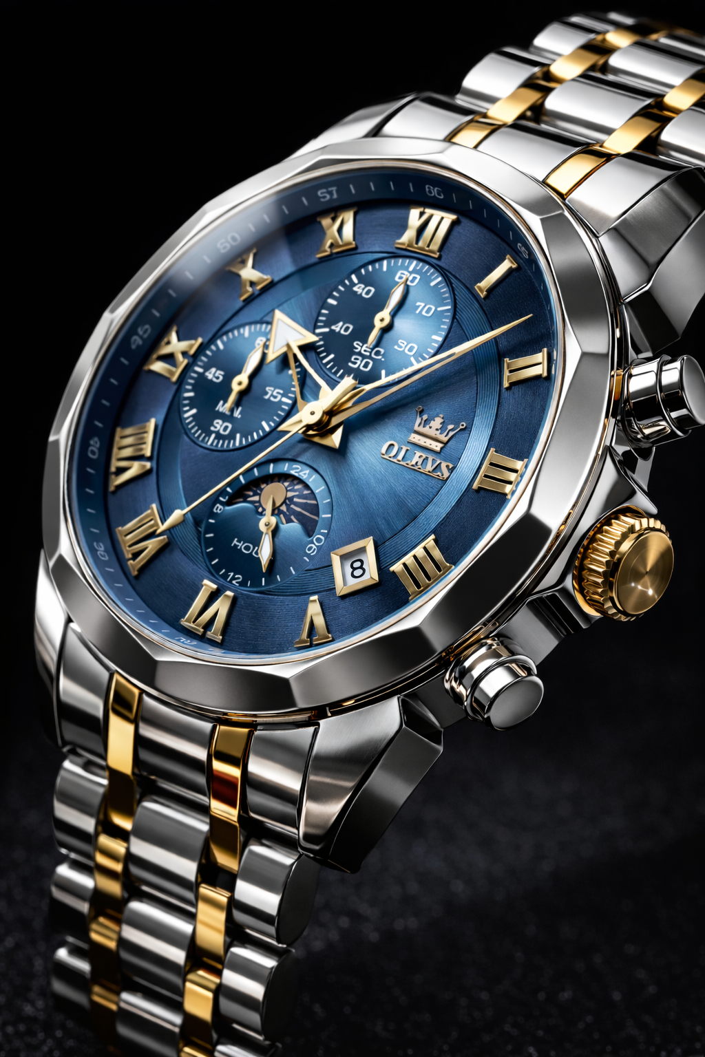 Relógio OPK masculino prata e dourado com mostrador azul
Sofisticação moderna, presença marcante e funcionalidade refinada.