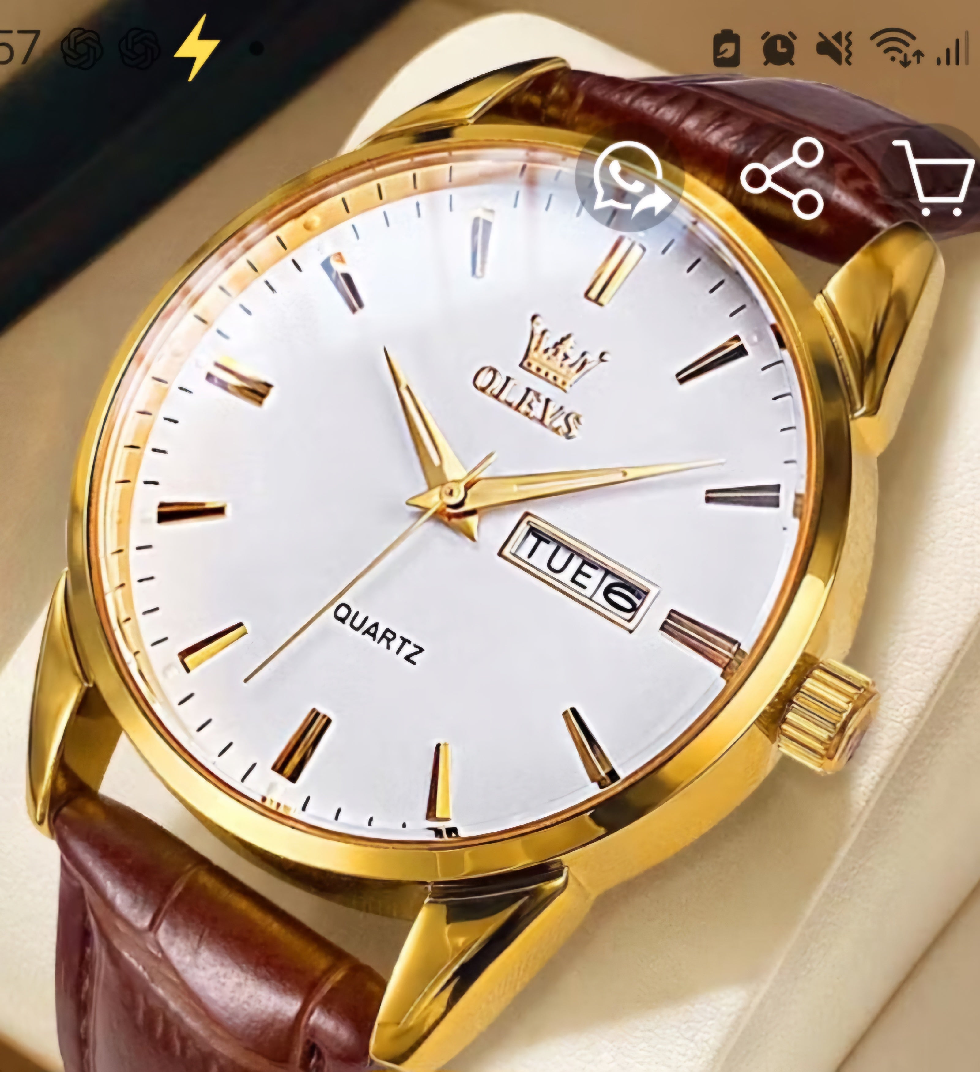 Relógio OLEVS masculino dourado. Elegância clássica, presença refinada e estilo executivo atemporal.