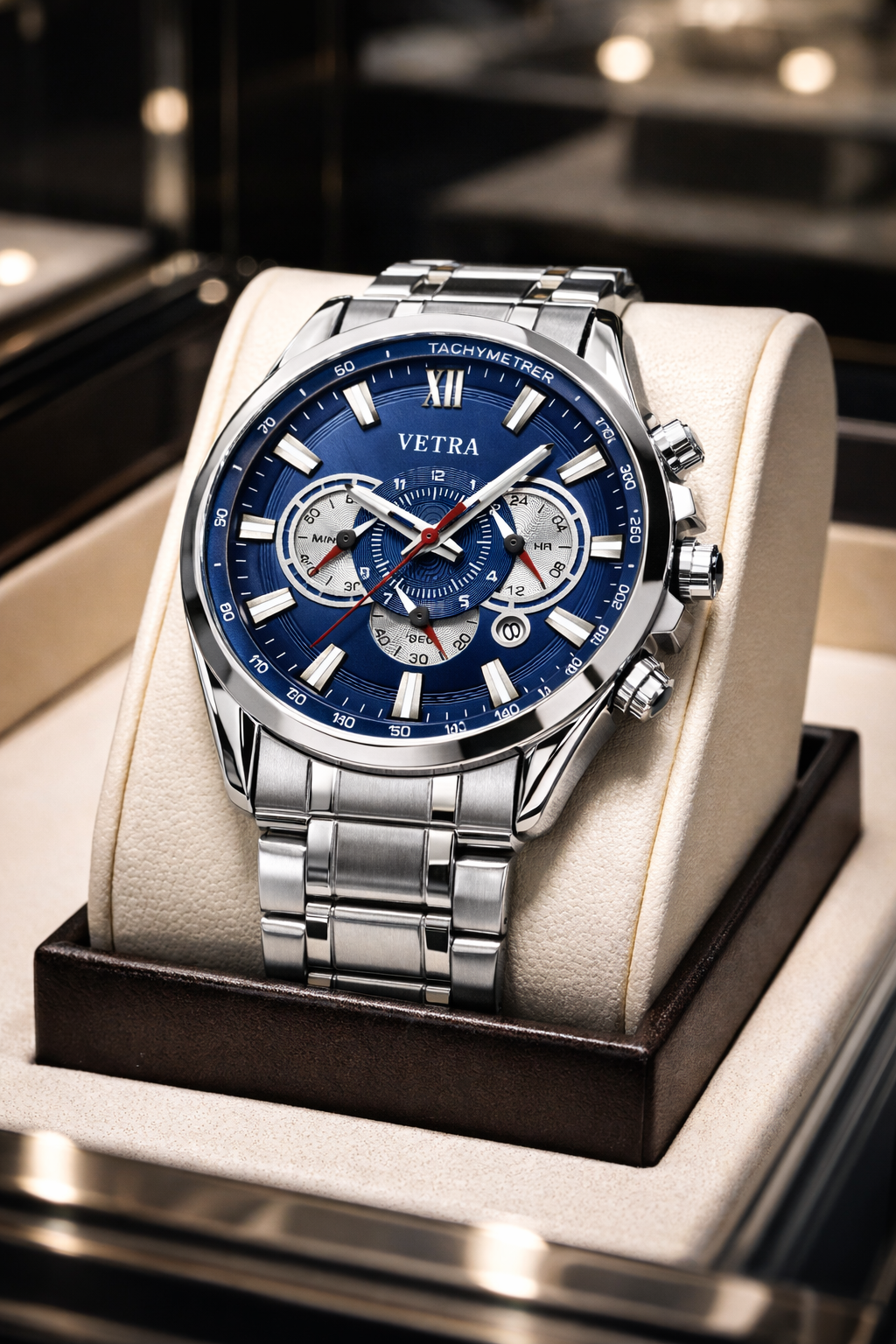Relógio Vetra masculino azul cronógrafo em aço Inoxidável
Sofisticação esportiva com presença executiva