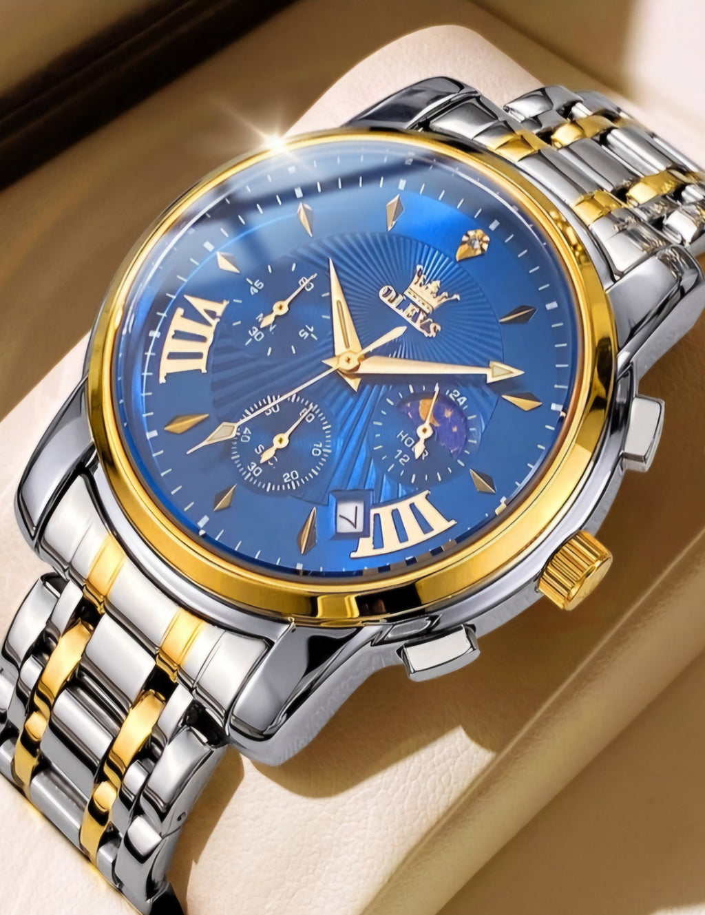 Relógio Olevs masculino. Elegância clássica com sofisticação contemporânea